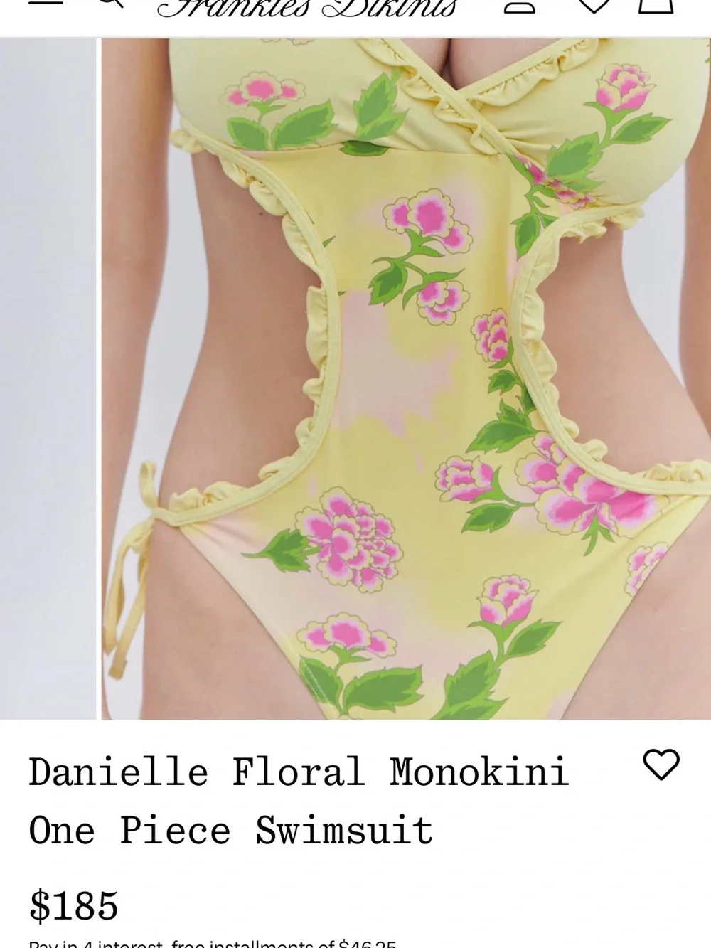 Frankie's Bikinis Yellow One-Piece Swimsuit with Pink Accent NWT $185